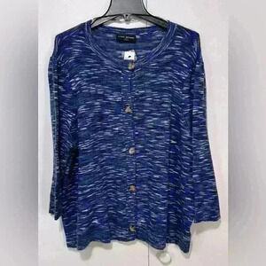 Lane Bryant Women Multicolored Cobalt Blue Button Up Sweater Cardigan Size 22/24